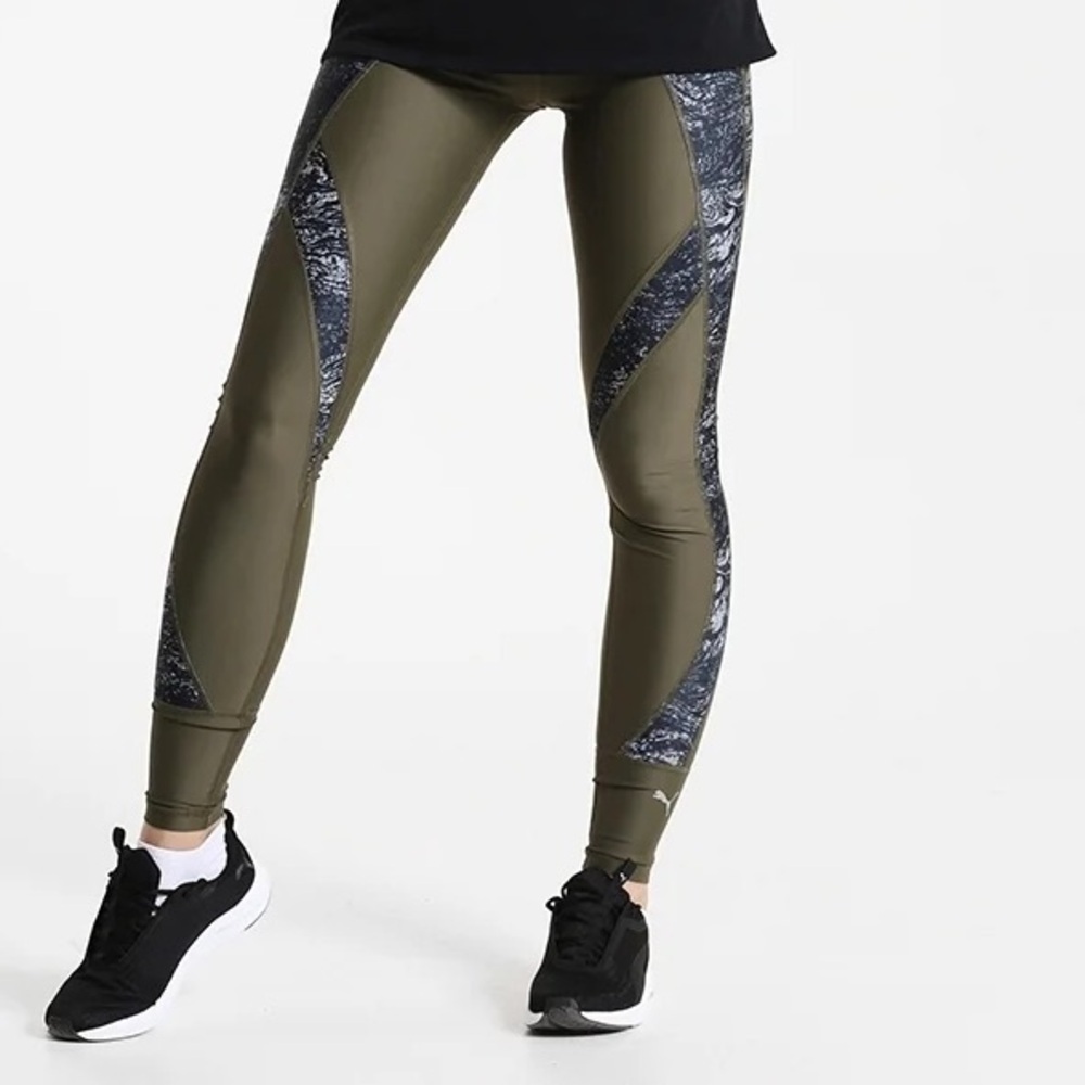 Puma Olive and Black Patterned Leggings